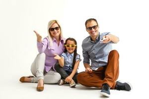 A young family with glasses white background photo