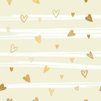 Cute Background with golden hearts, decorative template vector