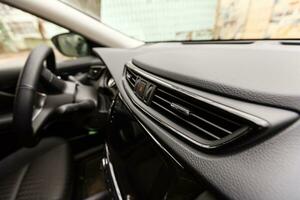 Interior view of car with black salon photo