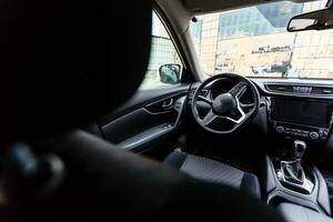 Interior view of car with black salon photo