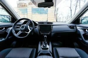 Interior view of car with black salon photo