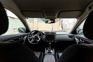 Interior view of car with black salon photo