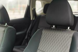 Textile seats in modern car. Interior detail. photo