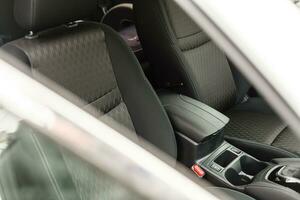 Textile seats in modern car. Interior detail. photo