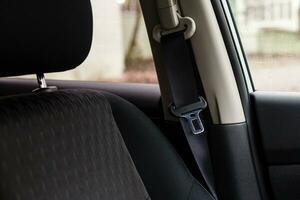 Textile seats in modern car. Interior detail. photo