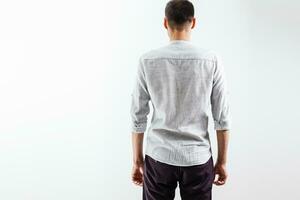 Men's silk shirt isolated on white. Clothing collection photo