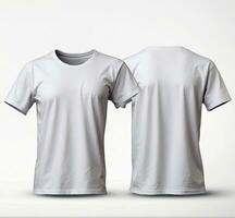 AI generated Blank T-shirt mockup, back view, front view, isolated on white. photo