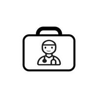 editable doctor black and white icon. minimal health care doctor and patient editable black and white icon. Vector Line Icons