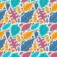 Abstract leaves with organic shapes seamless pattern vector