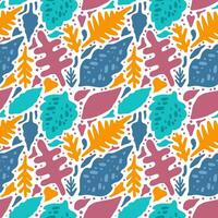 Abstract leaves with organic shapes seamless pattern vector