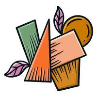 Abstract geometric objects hand drawn cartoon illustration vector