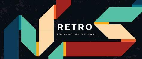 Abstract retro 70s background vector. Colorful vintage 1970 stylish wallpaper with lines, stripes, curve shapes. Illustration design suitable for poster, banner, decorative, wall art. vector