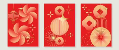 chino nuevo año cubrir antecedentes vector. lujo antecedentes diseño con oro chino linterna y oriental decorativo elemento para asiático lunar nuevo año fiesta cubrir, póster, anuncio y rebaja bandera. vector