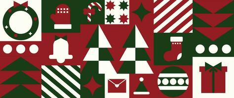 Merry Christmas and happy new year pattern background vector. Decorative elements of pine, wreath, tree, socks, glove, bell. Design for banner, card, poster, advertising.wallpaper, packaging. vector