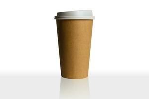 Take-out coffee in thermo cup. Isolated on a white. photo