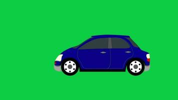 2d bleu voiture fonctionnement boucle animation mouvement graphique isolé sur vert écran Contexte video