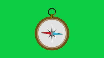 2d vlak kompas geanimeerd icoon symbool beweging grafisch lus animatie geïsoleerd Aan groen scherm achtergrond video