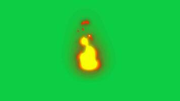 Cartoon fire flame loop animation effect isolated on green screen background video
