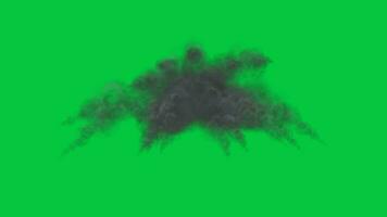 Big bomb blast, explosion with dark smoke effect animation isolated on green screen background video