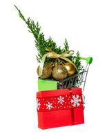 Christmas and New Year shopping isolated on white or transparent background. photo