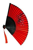 Traditional Japanese red fan, isolated on white or transparent background. photo