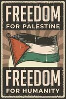 retro grunge Palestina bandera libertad póster vector