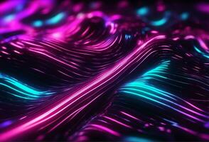 AI generated Neon waves background diffuse lines shiny effect photo