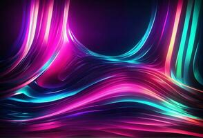 AI generated Neon waves background diffuse lines shiny effect photo