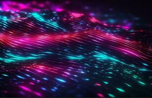 AI generated Neon waves background diffuse lines shiny effect photo