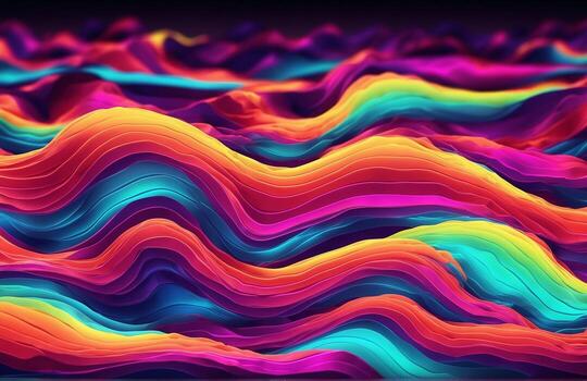AI generated Neon waves background diffuse lines shiny effect photo