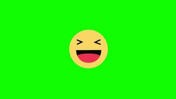 riendo emoji en verde pantalla. reír, enojado, corazón, gracioso emoji animación en croma llave. video