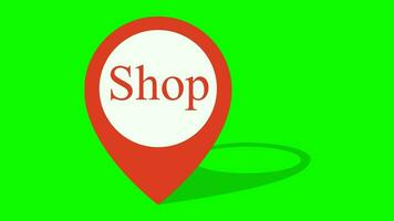 Shop Marker. Shop Point Animation. Shop GPS Icon in Green Screen. video
