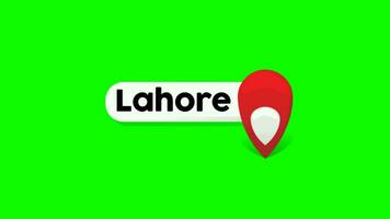 lahore Geographisches Positionierungs System Symbol im Grün Bildschirm. lahore Stadt Symbol im Chroma Taste. video