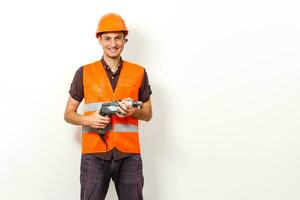 Young worker isolated on white photo