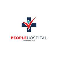 personas hospital, cruzar más, saludable, tratamiento o clínica icono vector logo modelo ilustración diseño