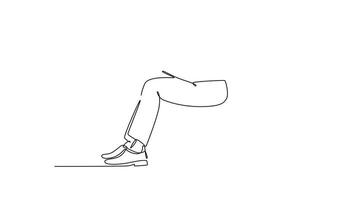 Self drawing animation of single line draw of depression young worker sitting on chair and holding his head because of confused. Work pressure at the office. Continuous line draw. Full length animated video