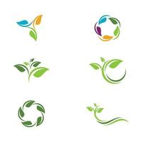 Logos of green Tree leaf ecology vector