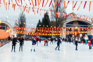 Kiev, UKRAINE - January 26, 2020 Winter Country vdnh exhibition decorated for new year and christmas holidays. rink photo