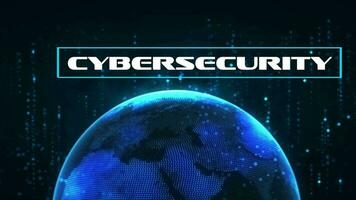 Cyber Security Glitch Text With Earth Globe And Scientific Background video