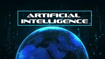 Artificial Intelligence Glitch Text With Earth Globe And Scientific Background video