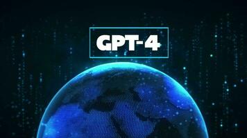 gpt-4 glitch tekst met aarde wereldbol en wetenschappelijk achtergrond video