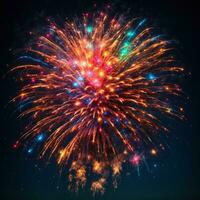 AI generated Night sky with colorful fireworks background photo