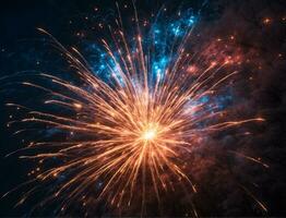 AI generated Night sky with colorful fireworks background photo