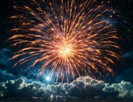 AI generated Night sky with colorful fireworks background photo