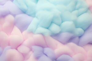 Fluffy cotton candy texture in soft pastel color background. Ai generated photo