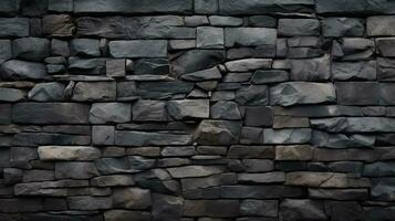 Close-Up of natural stone texture flat wall background, Rough grey stonework backdrop. AI Generative photo