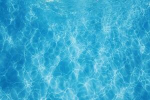 Top view of the blue water texture in the swimming pool background. AI Generative photo