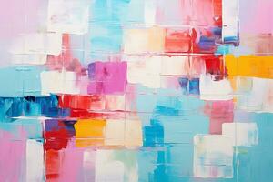 Abstract rough colorful multi-colored art painting texture, with oil brushstroke paint on canvas, AI Generative photo
