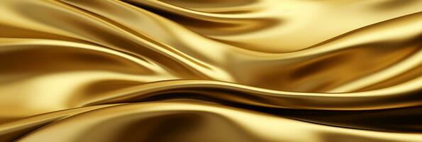 Gold fabric cloth texture background with abstract soft waves. AI Generative photo