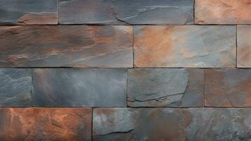 Slate tiles with rust wall textured surface or galvanized steel texture for background. AI Generative photo